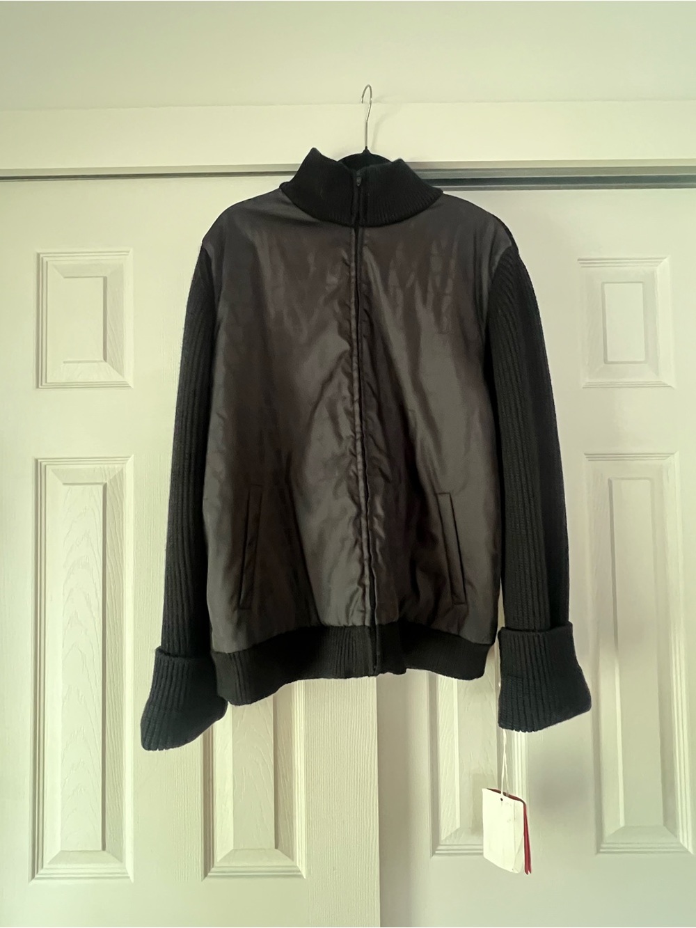 Valentino Black Mixed-Media Bomber Jacket
